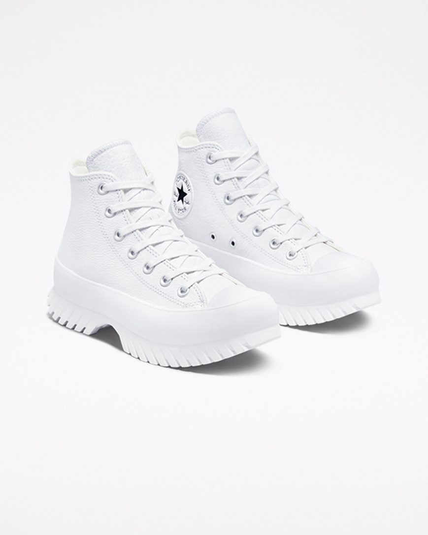 Women's Converse Chuck Taylor All Star Lugged 2.0 Leather High Top Shoes White / Black | AU 54816C